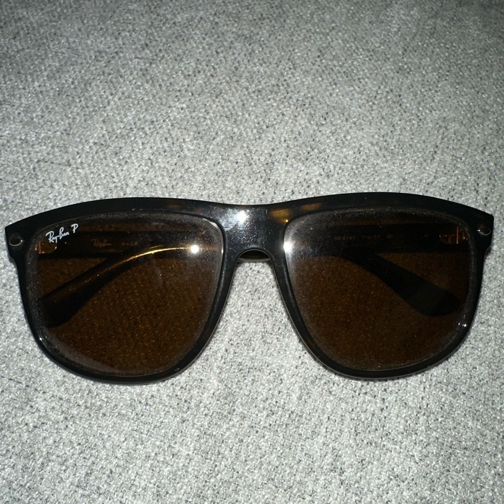 Ray Bans Boyfriend Sunglasses 
polished black and brown frame, brown lenses